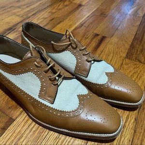 Manolo Blahnik Leather Lasercut Accent Oxfords - Women’s Size 8.5
